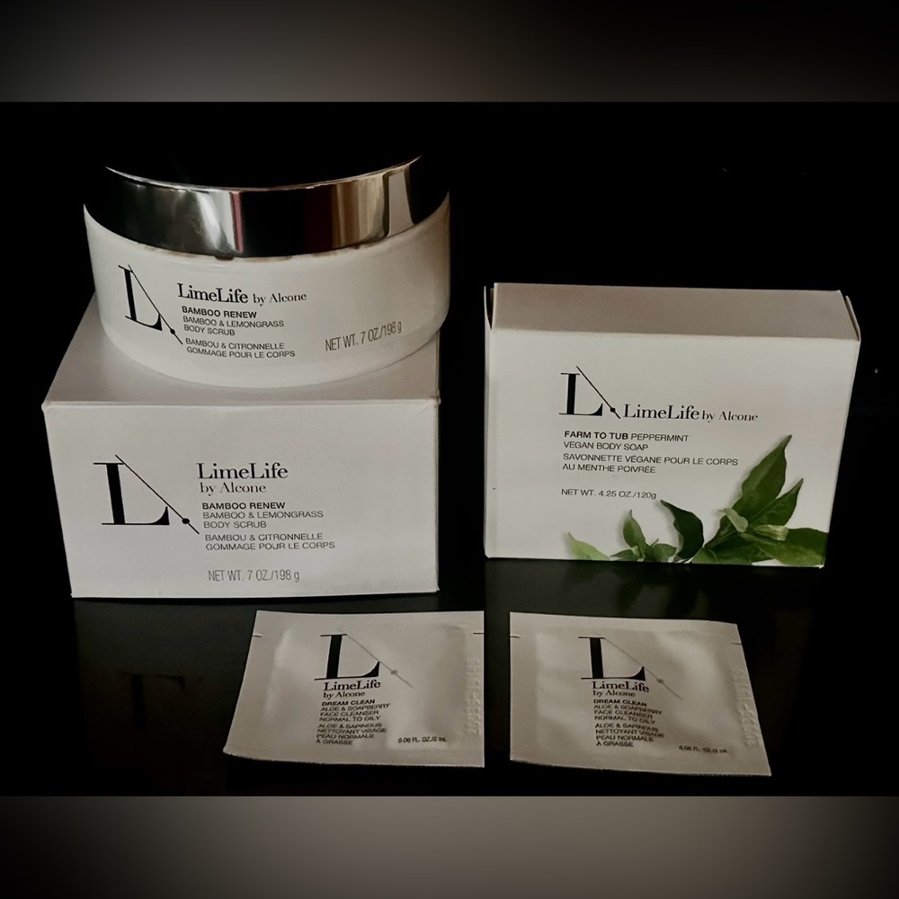 LimeLife by Alcone Bamboo Renew Body Scrub & Farm to Tub Peppermint Soap Set